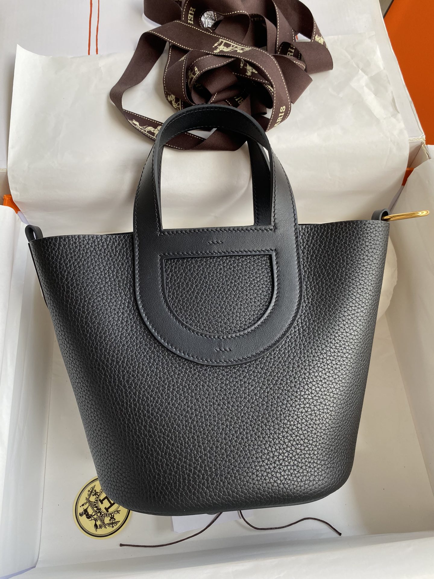 Hermes In The Loop 18 Bag In Black Clemence Leather